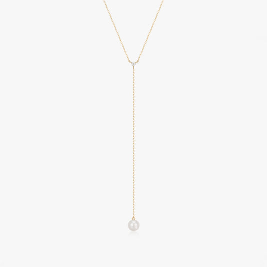 Naszyjnik Yara z Żółtego Złota - Naturalne Perły, Diamenty