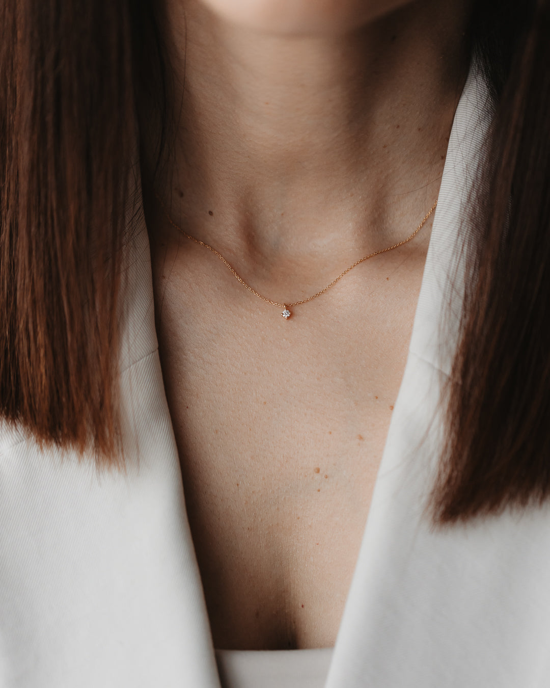 Ponadczasowy Złoty Naszyjnik - Diament 0,1 CT