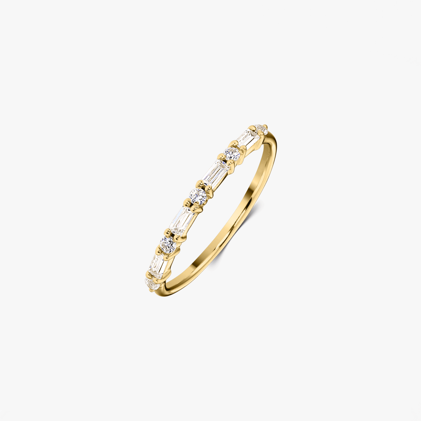 Srebrny pierścionek Golden Baguette - Cyrkonia - Indira