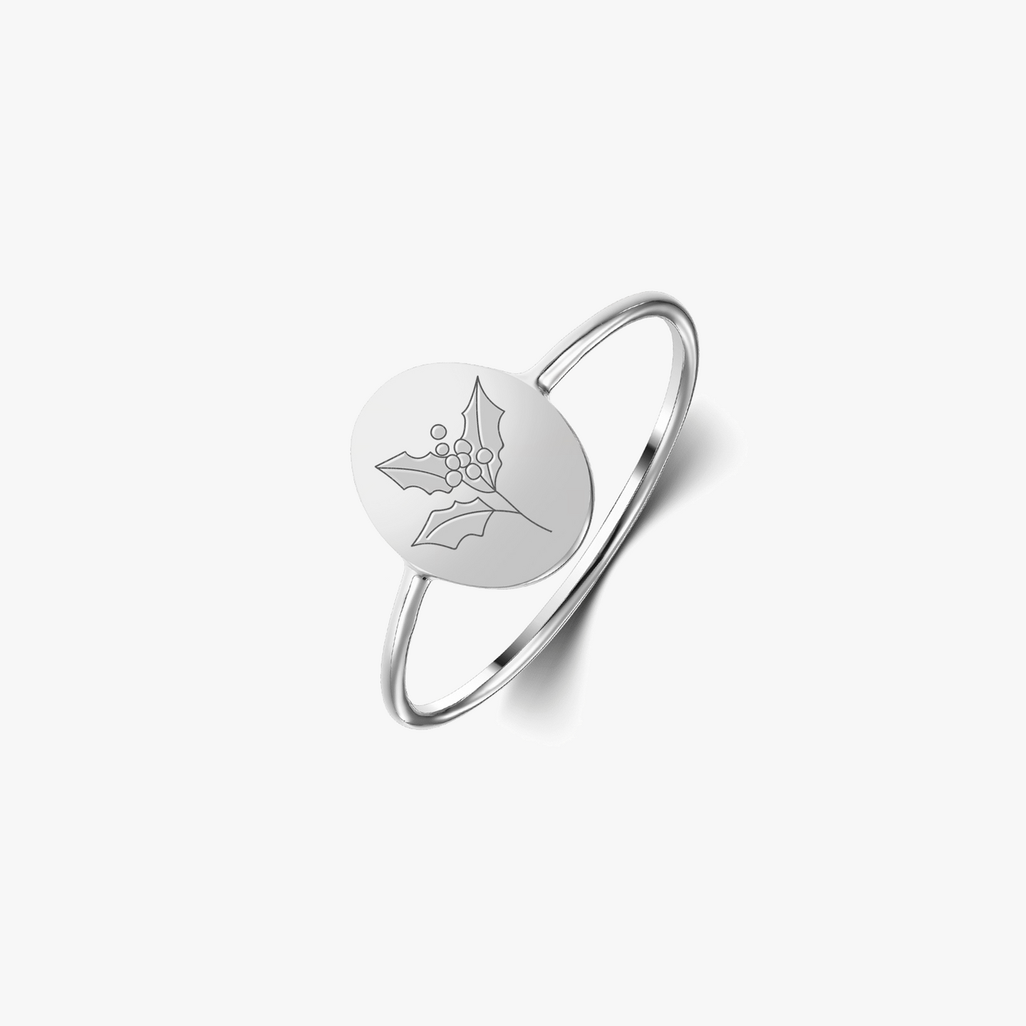 Srebrny pierścionek Birth Flower - Grudniowa Ostrokrzew - Indira