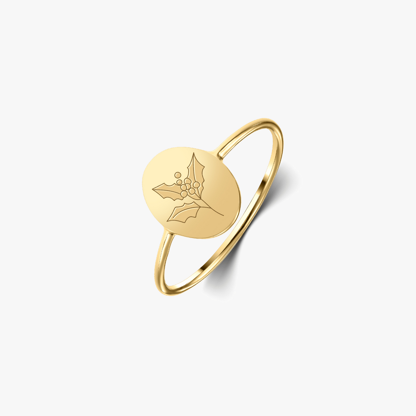 Srebrny pierścionek Birth Flower Golden - Grudniowy Ostrokrzew - Indira
