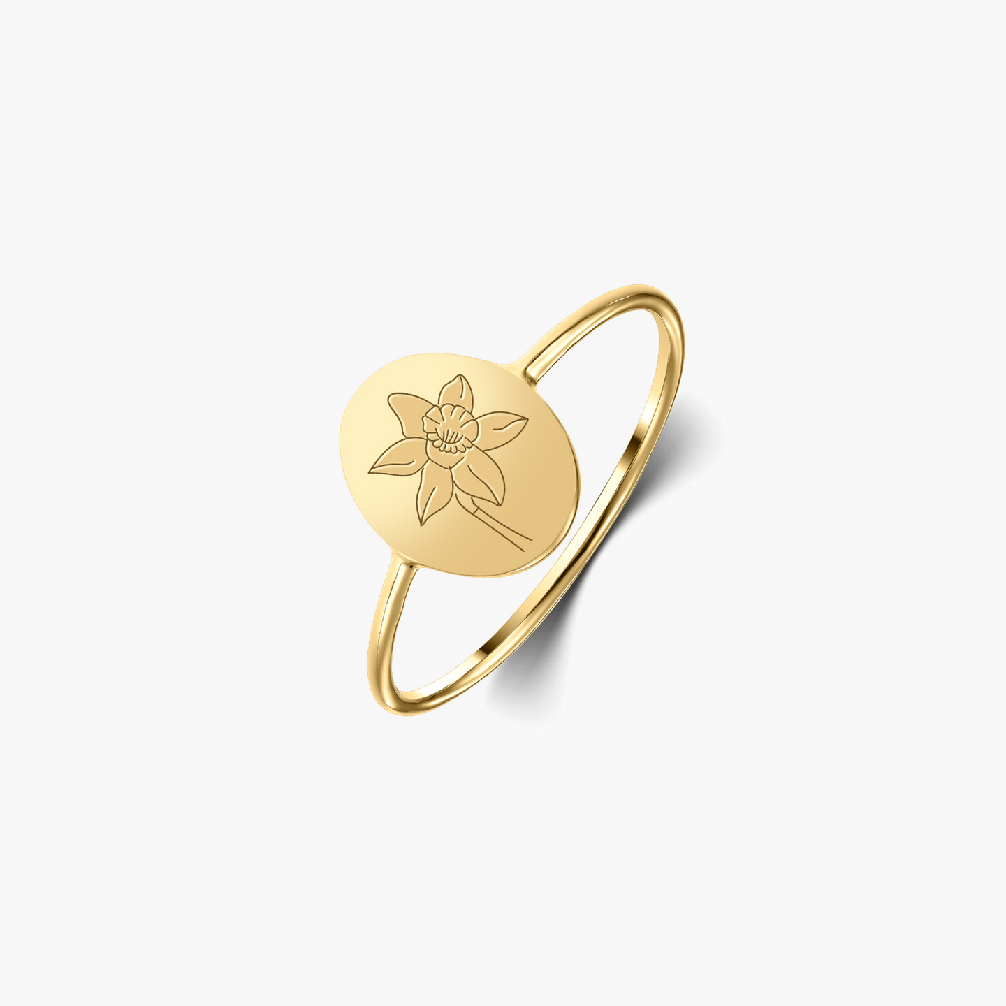 Srebrny pierścionek Birth Flower Golden - Marzec Żonkil - Indira