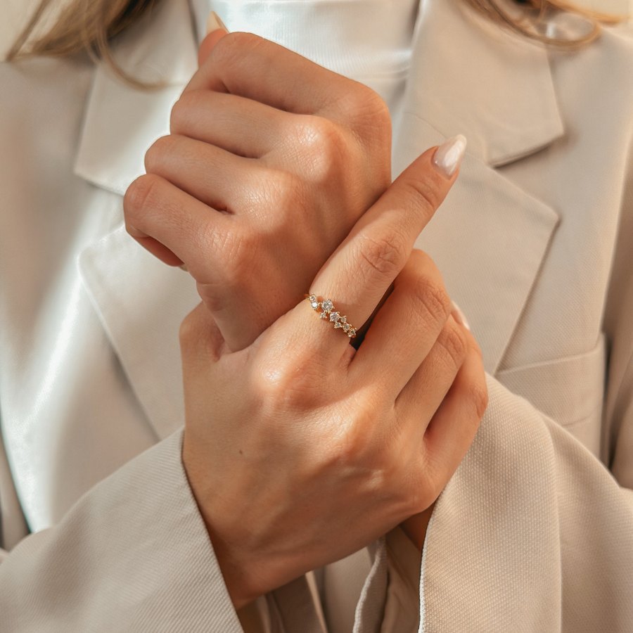 Srebrny pierścionek Golden Galaxy - Cyrkonia - Indira