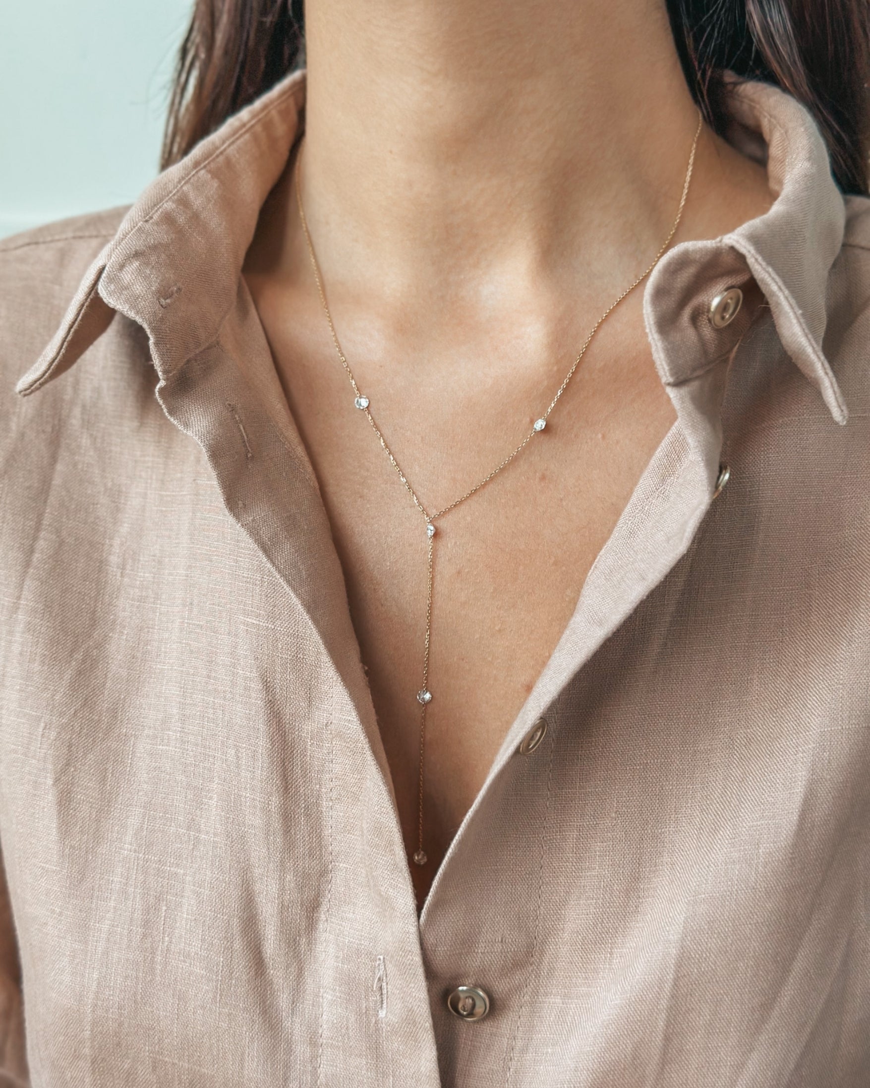 Colier din aur galben Diamond Drops - Diamante - Indira