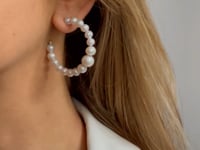 Pearl Hoops silver earrings - Natural Pearls