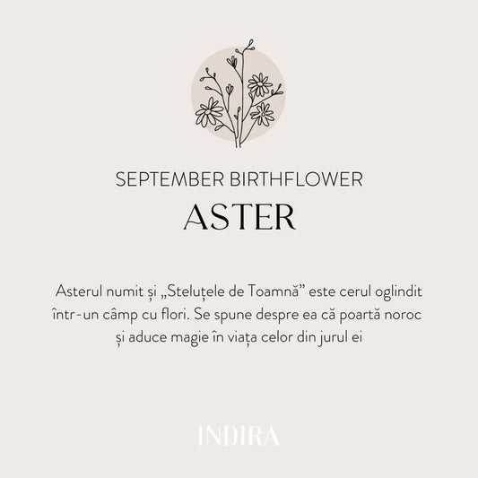 Srebrny naszyjnik Birth Flower Silver - Wrzesień Aster - Indira