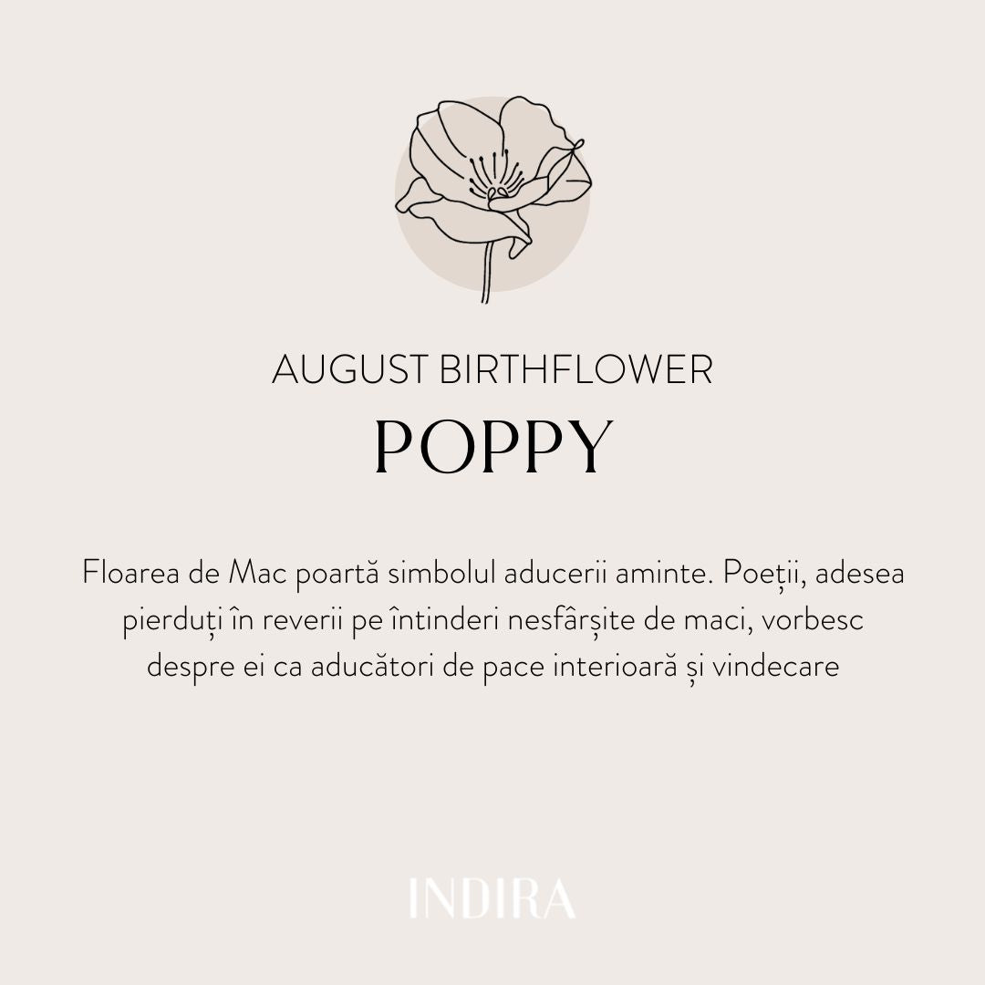 Silver necklace Birth Flower Golden - August Poppy