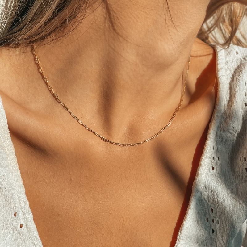 Golden Paperclip choker silver necklace