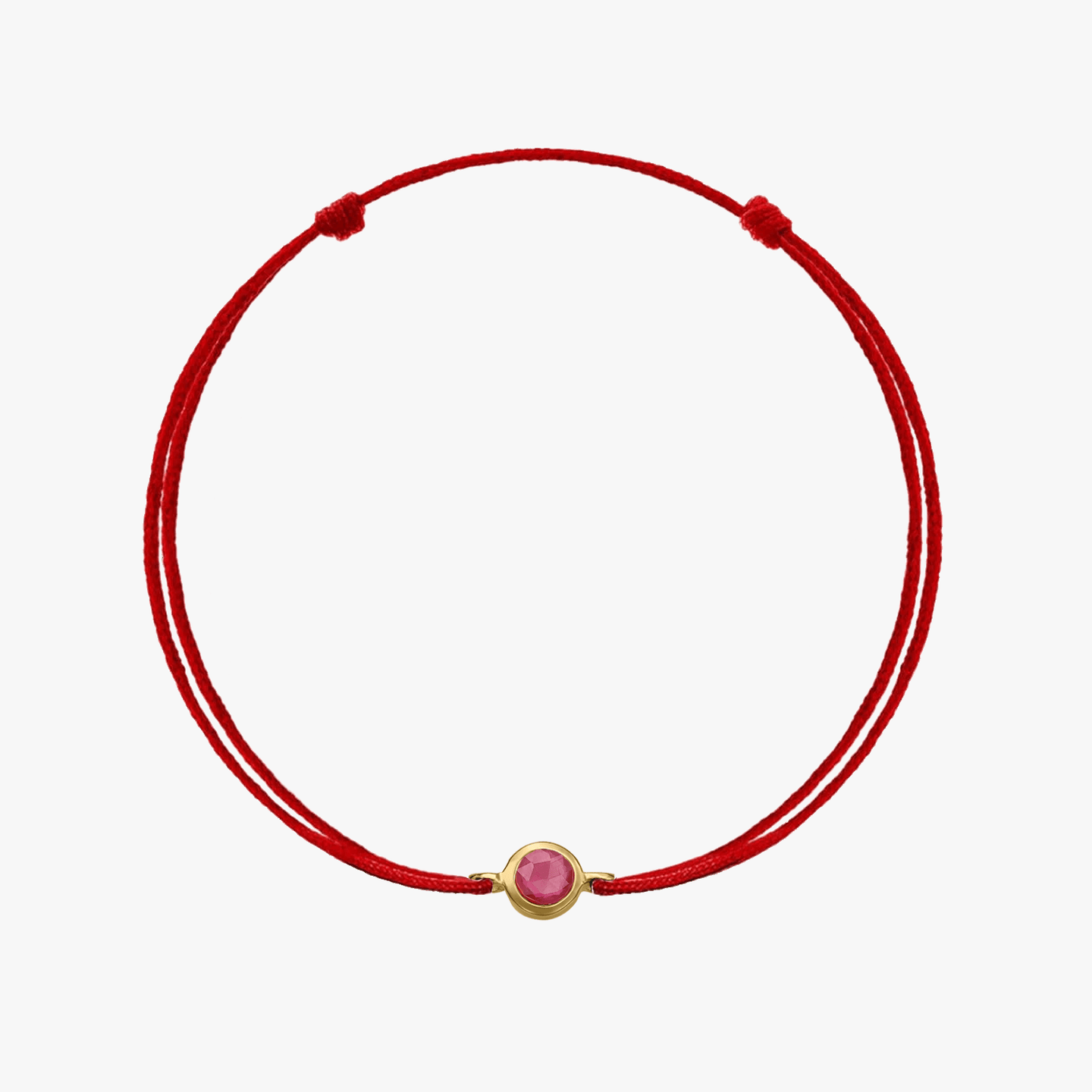 Bransoletka sznurkowa ze srebra Birthstone Golden July - Rubi - Indira