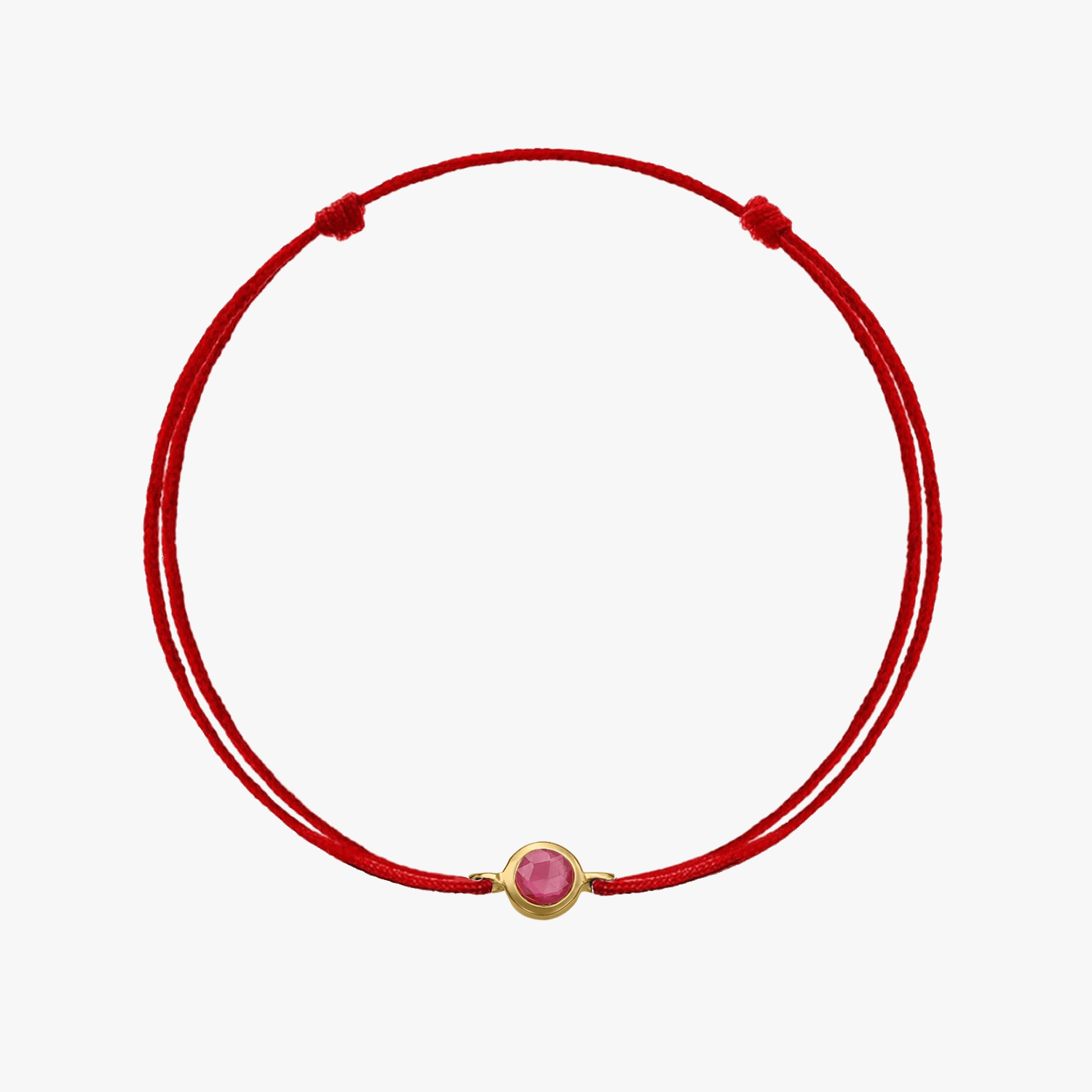 Bransoletka sznurkowa ze srebra Birthstone Golden July - Rubi - Indira