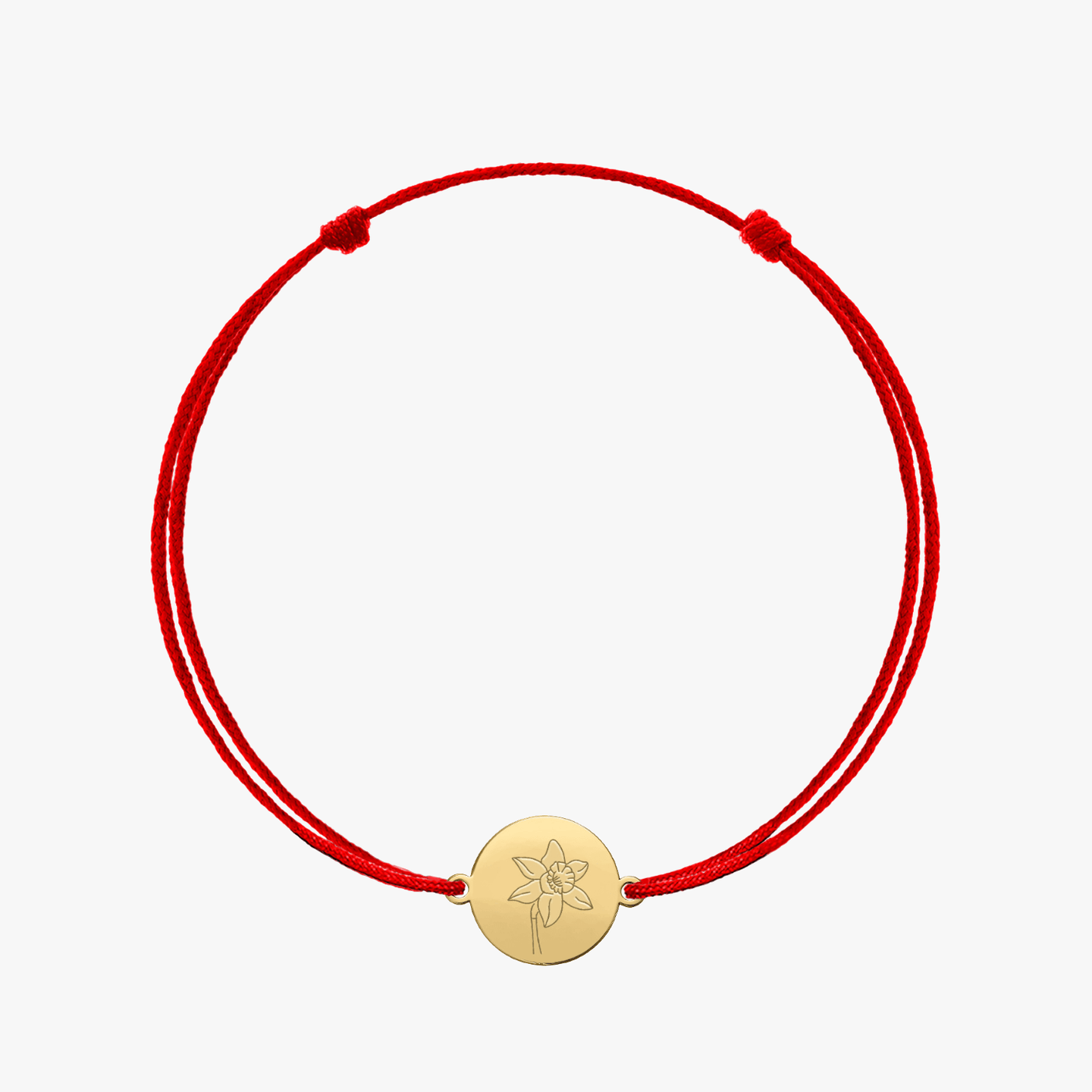 Srebrna bransoletka sznurkowa Golden Birth Flower - Marcowy Żonkil - Indira