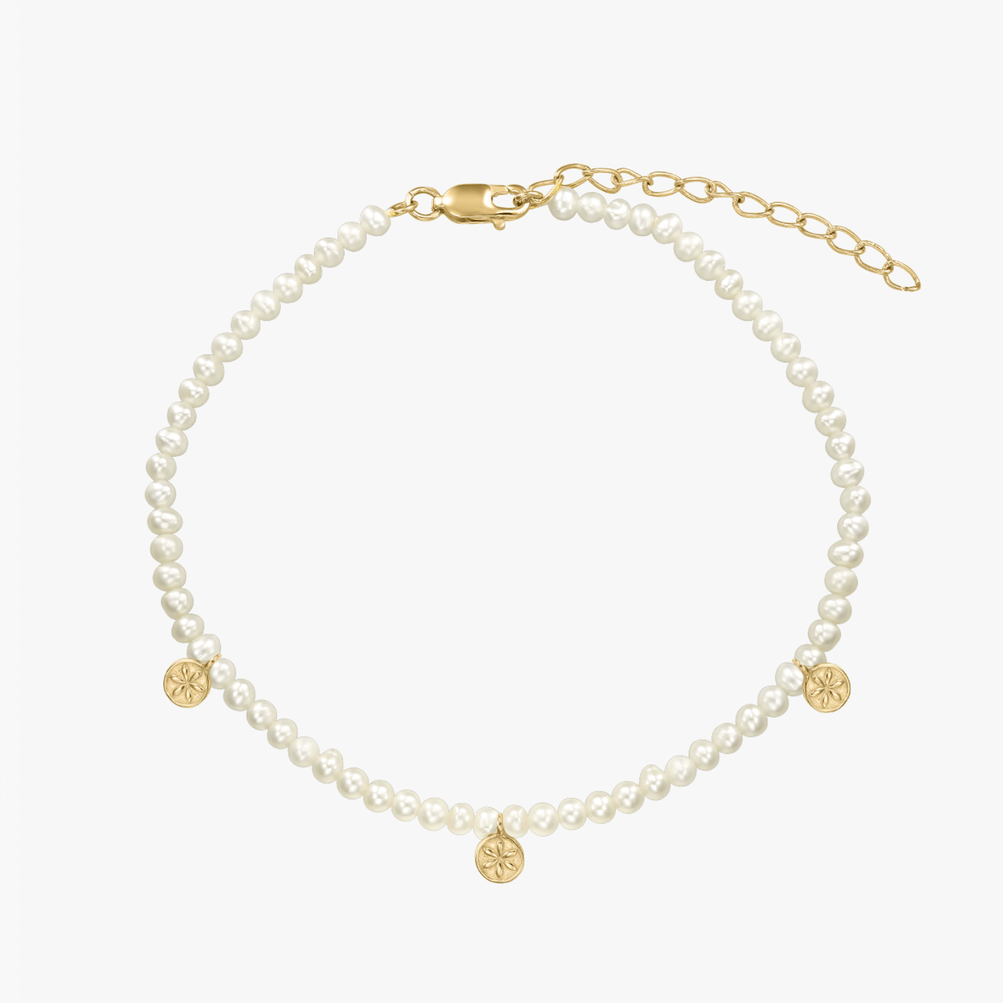 Golden Venus Silver Foot Bracelet - Natural Pearl