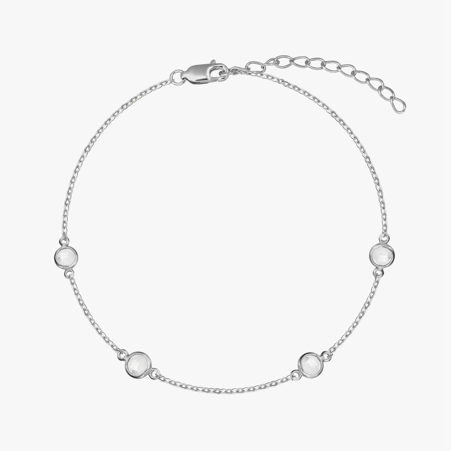 Srebrna bransoletka Birthstone April - Biały Topaz - Indira