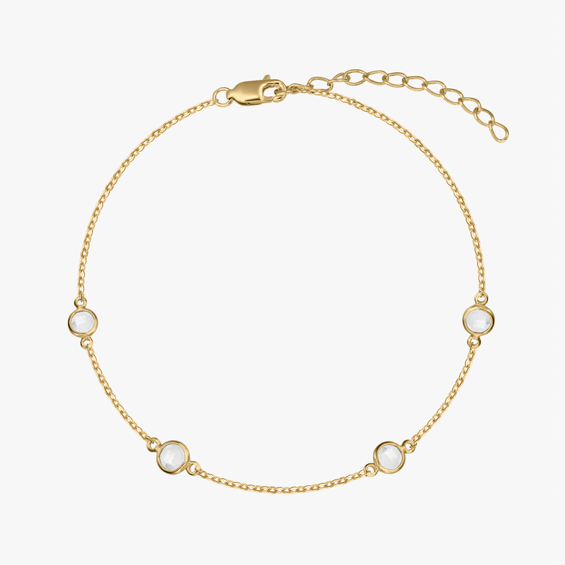 Srebrna bransoletka Birthstone Golden April - Biały Topaz - Indira