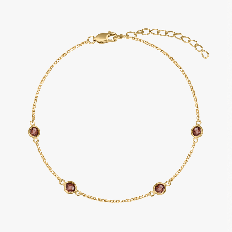 Srebrna bransoletka Birthstone Golden January - Granat - Indira