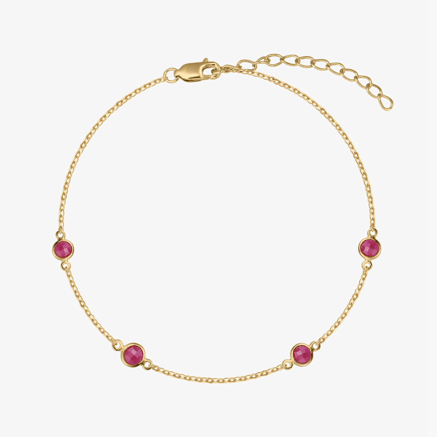 Srebrna bransoletka Birthstone Golden July - Rubin - Indira
