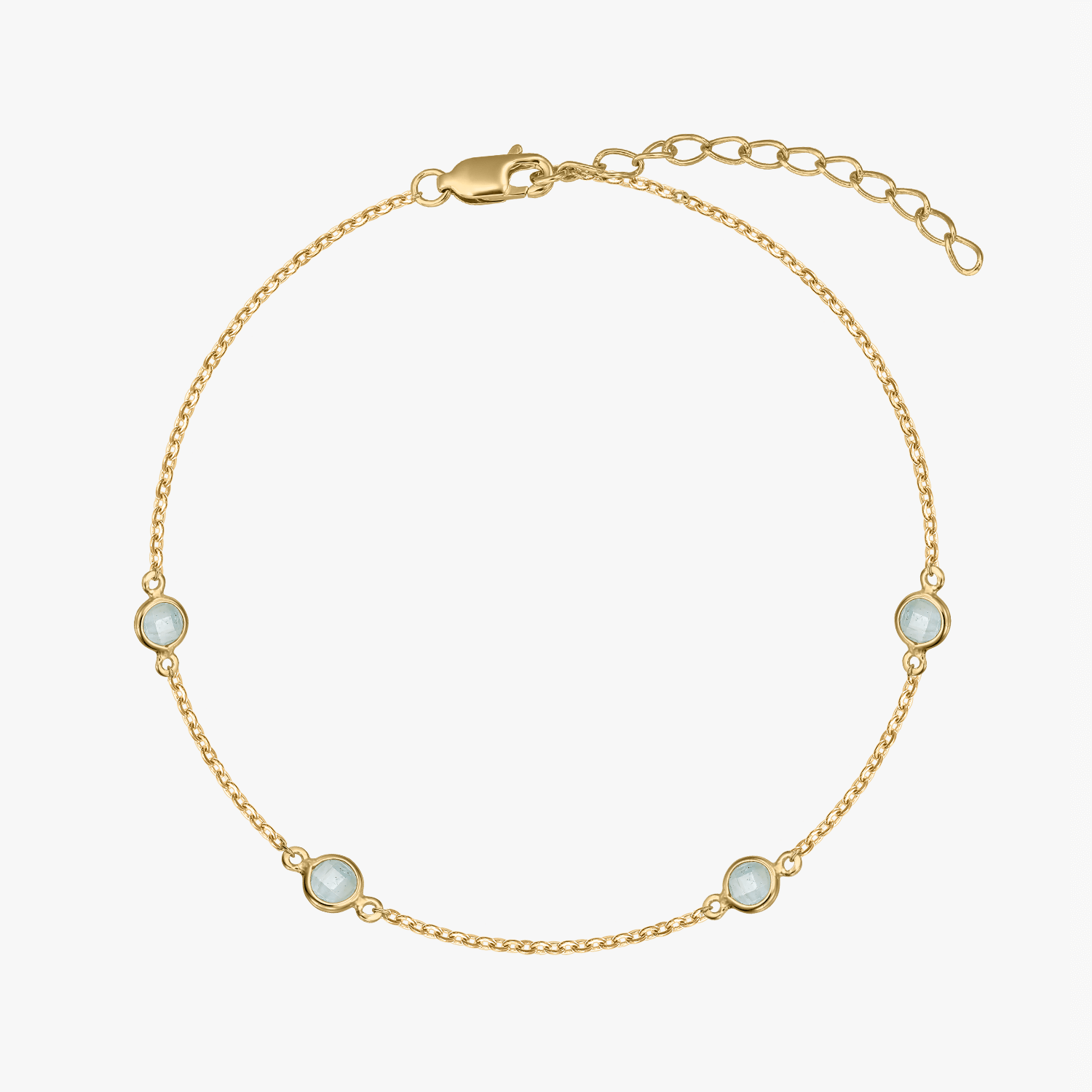 Birthstone Golden March Silver Bracelet - Aquamarine