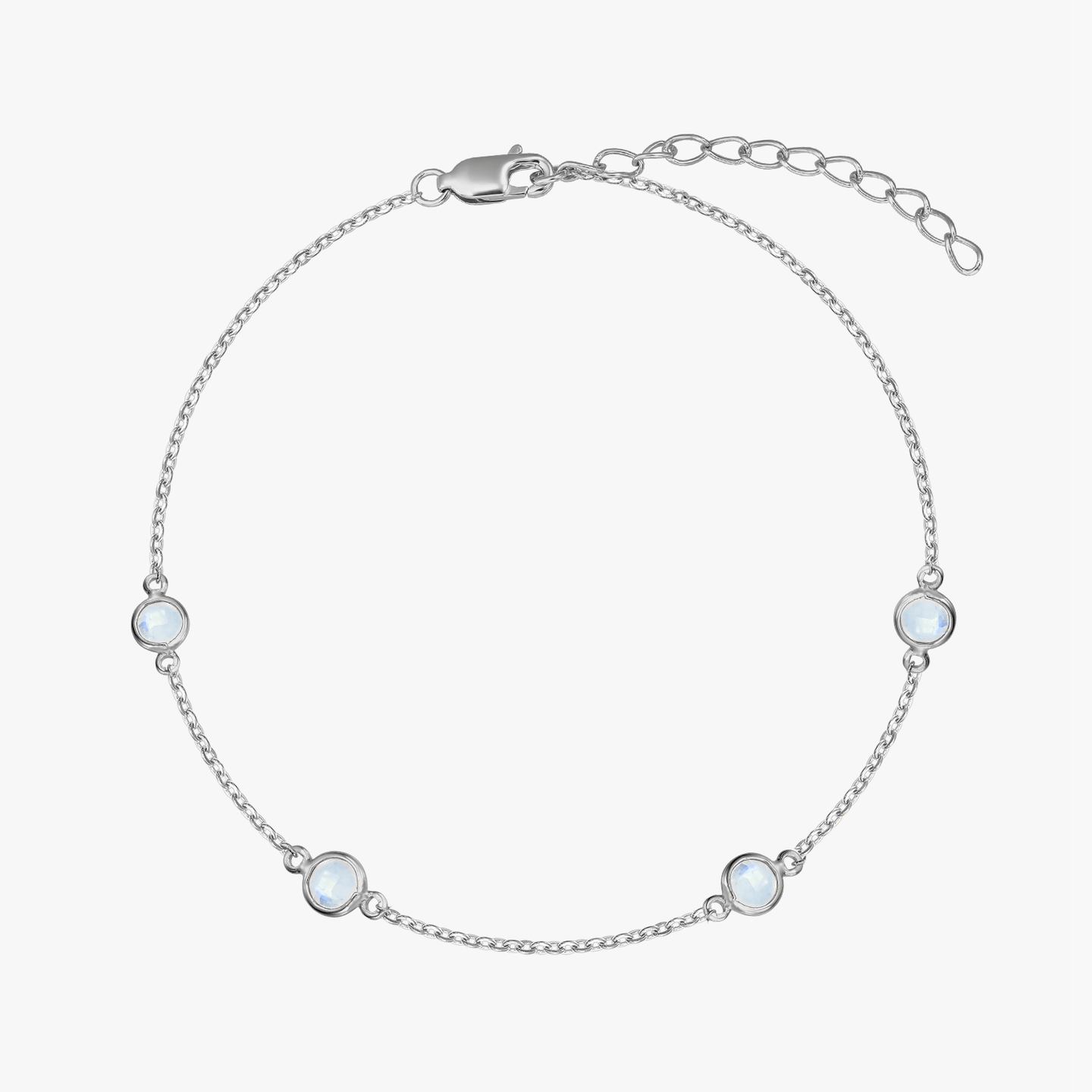 Srebrna bransoletka Birthstone Czerwiec - Kamień Księżycowy - Indira