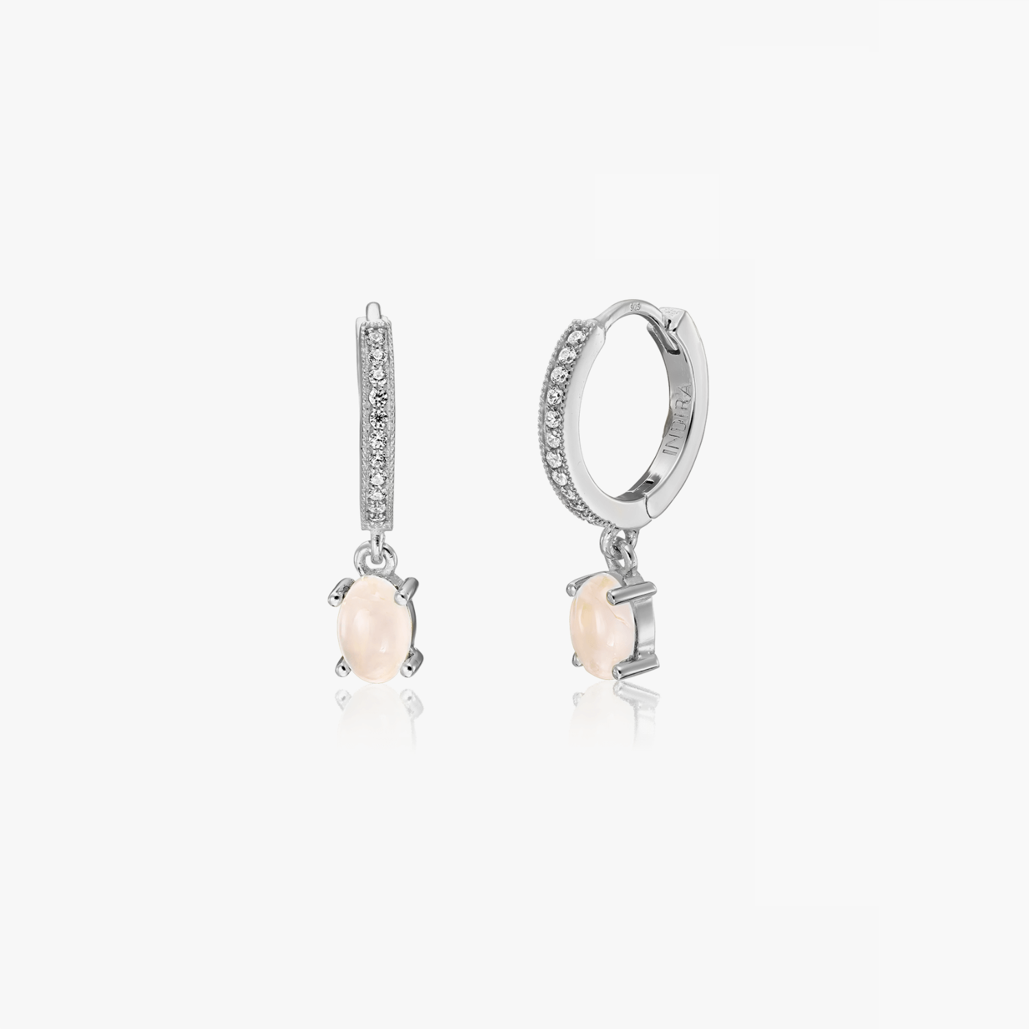 Huggies Gem Silver Earrings - Rose Quartz