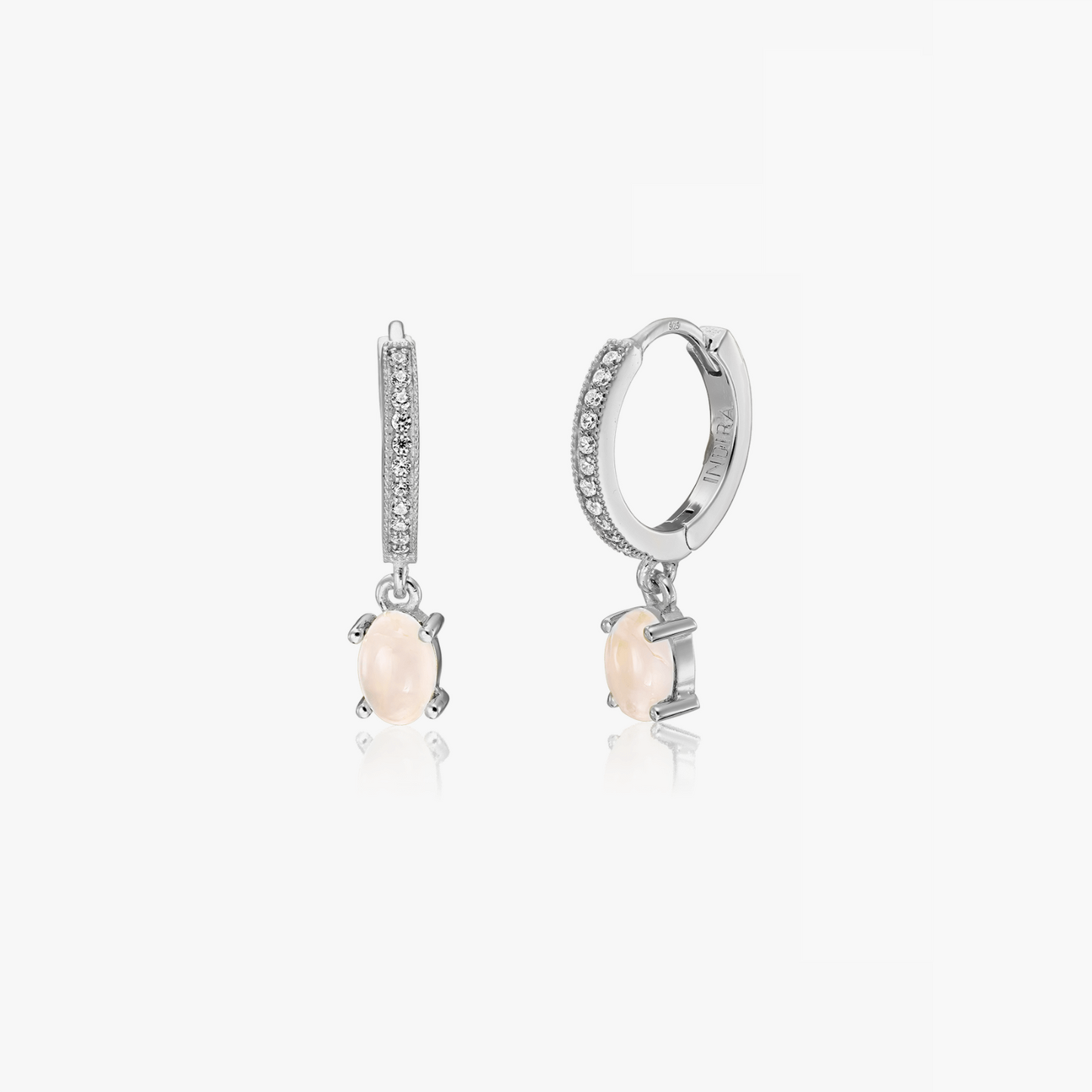 Huggies Gem Silver Earrings - Rose Quartz