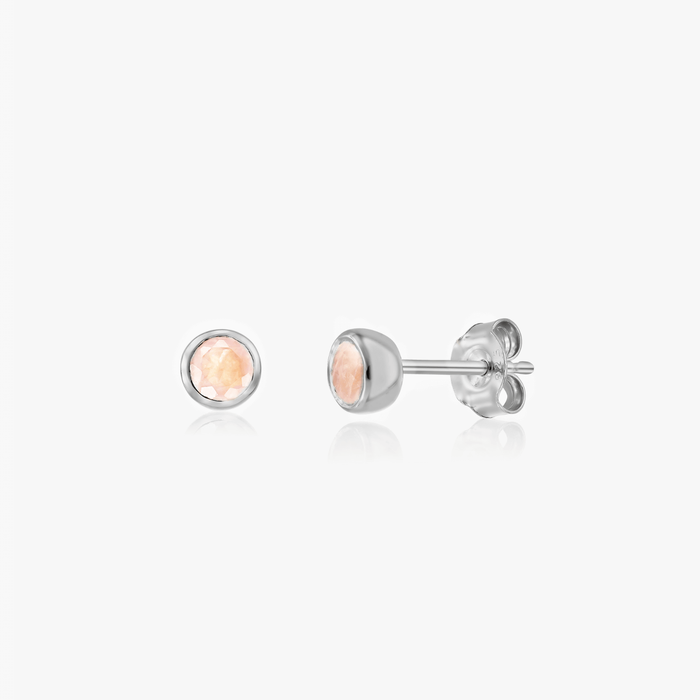 Kolczyki srebrne Birthstone - Kwarc Różowy - Indira
