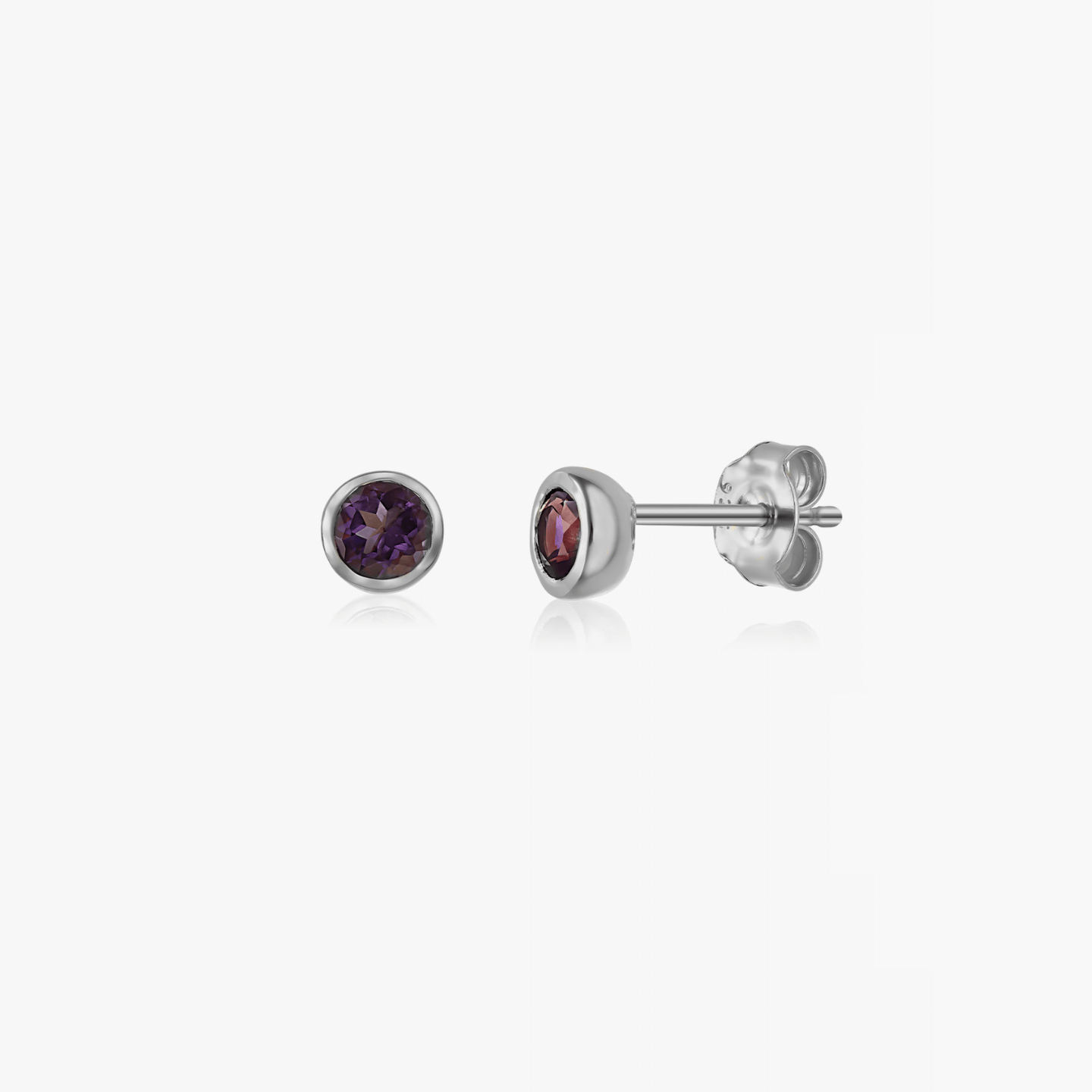 Srebrne kolczyki Birthstone Luty - Ametyst - Indira