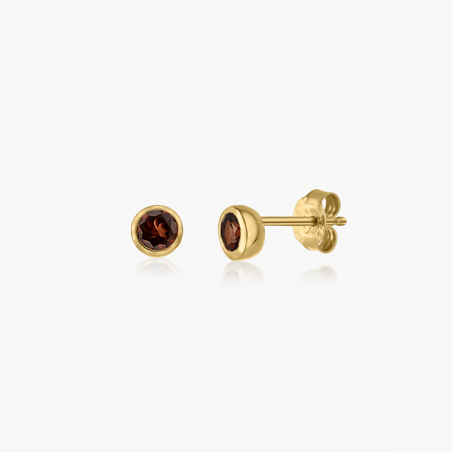 Kolczyki srebrne Birthstone Golden Styczeń - Granat - Indira