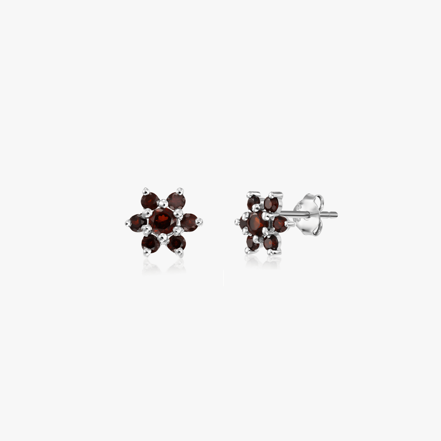 Silver earrings Dahlia - Garnet