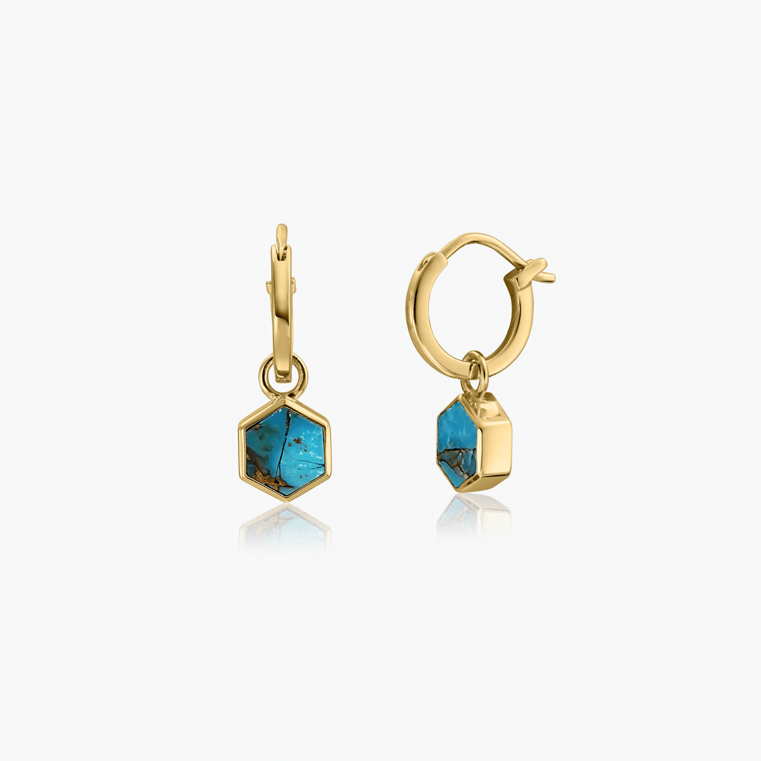 Golden Charlotte silver earrings - Turquoise Blue Copper