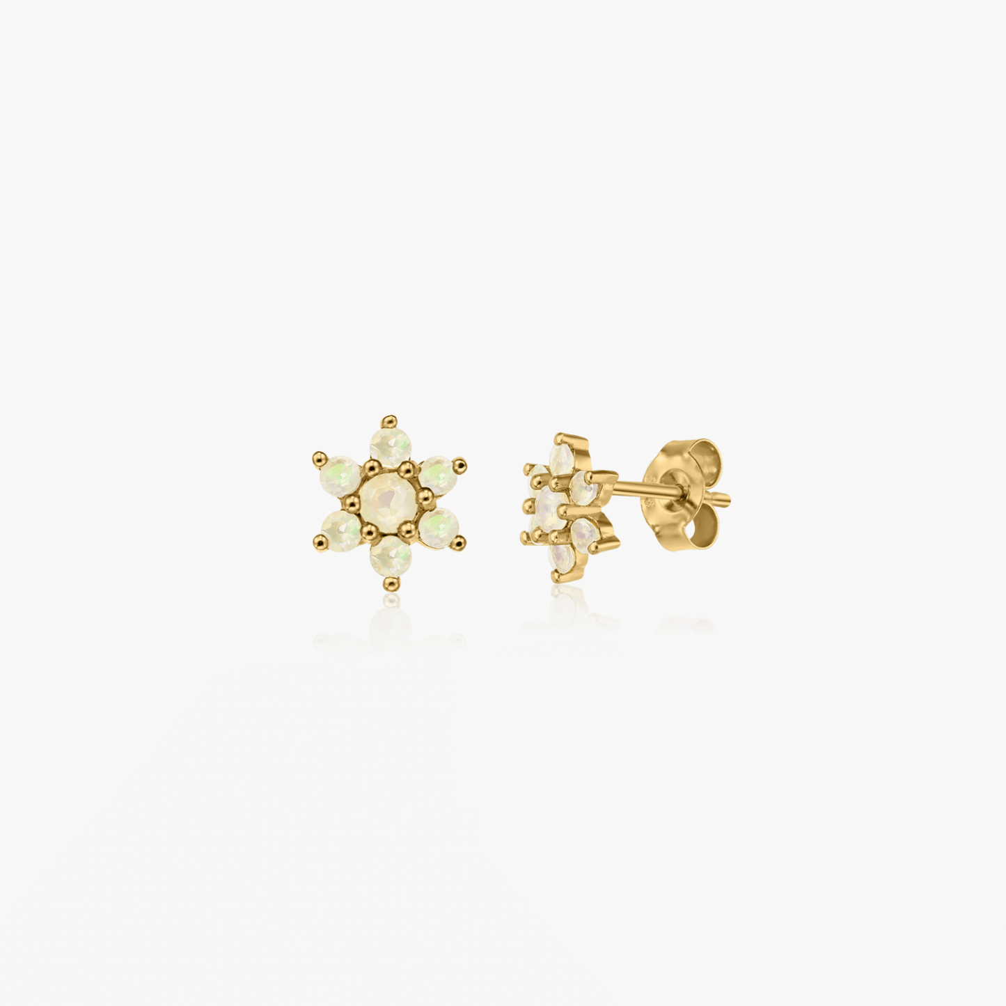 Golden Dahlia silver earrings - Opal