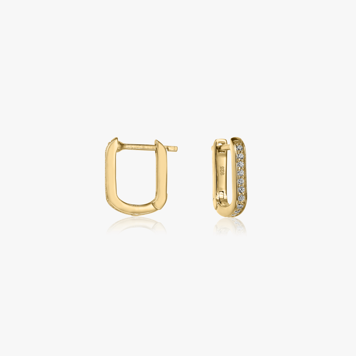 Kolczyki srebrne Golden U Hoops - Cyrkonie - Indira