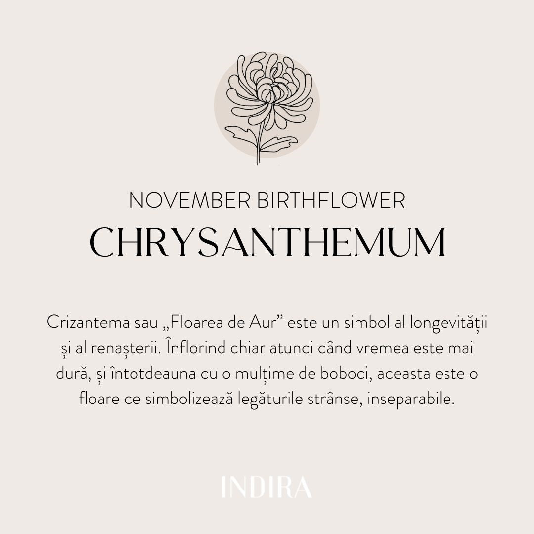 Silver BirthFlower - November Chrysanthemum Silver Cord Bracelet