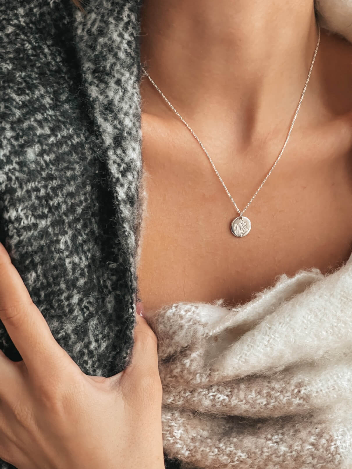 Colier din argint Birth Flower Silver - January Snowdrop - Indira