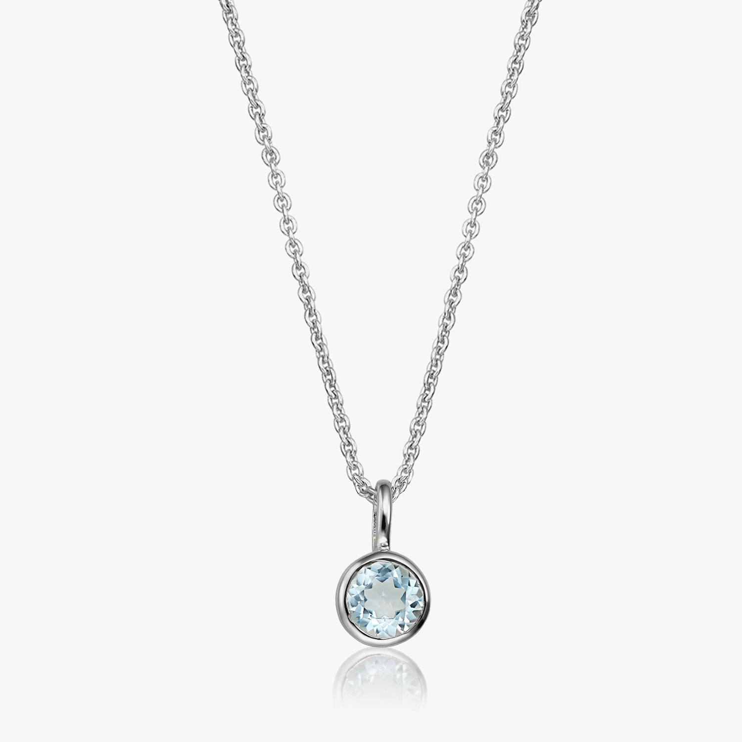 Birthstone December silver necklace - Blue Topaz