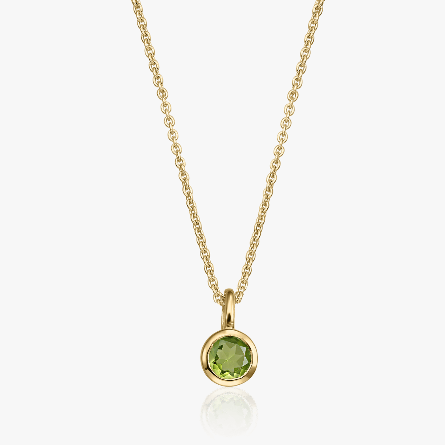Silver Birthstone Necklace Golden August - Peridot