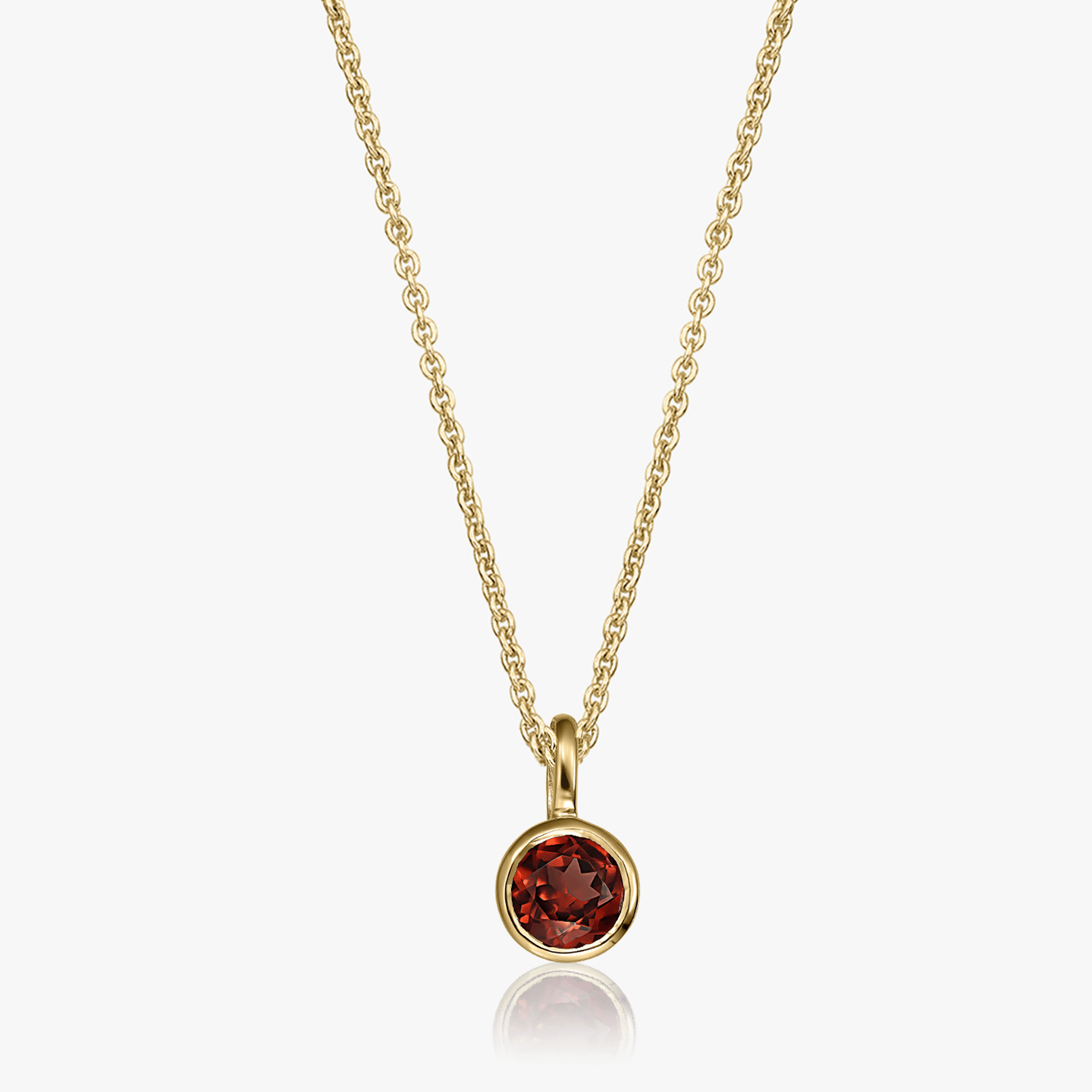 Naszyjnik srebrny Birthstone Golden Styczeń - Granat - Indira