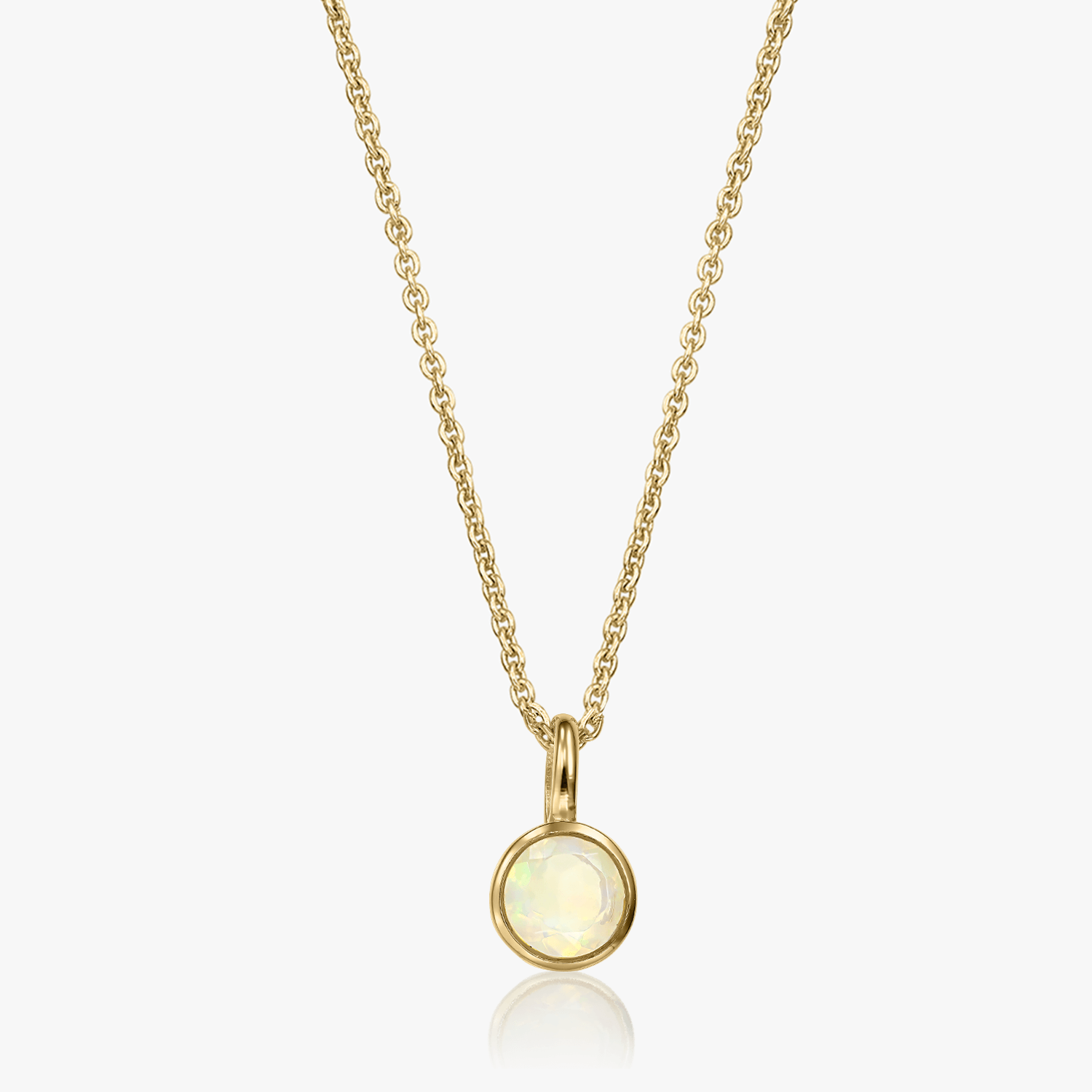 Silver necklace Birthstone Golden October - Opal