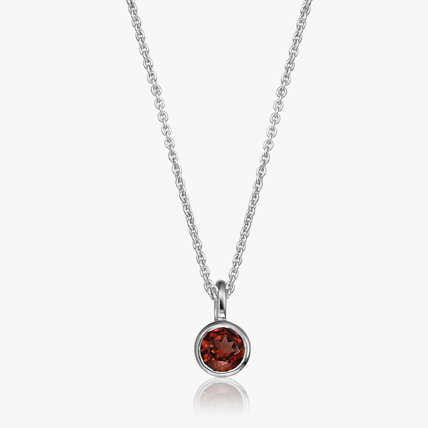 Naszyjnik srebrny Birthstone Styczeń - Granat - Indira