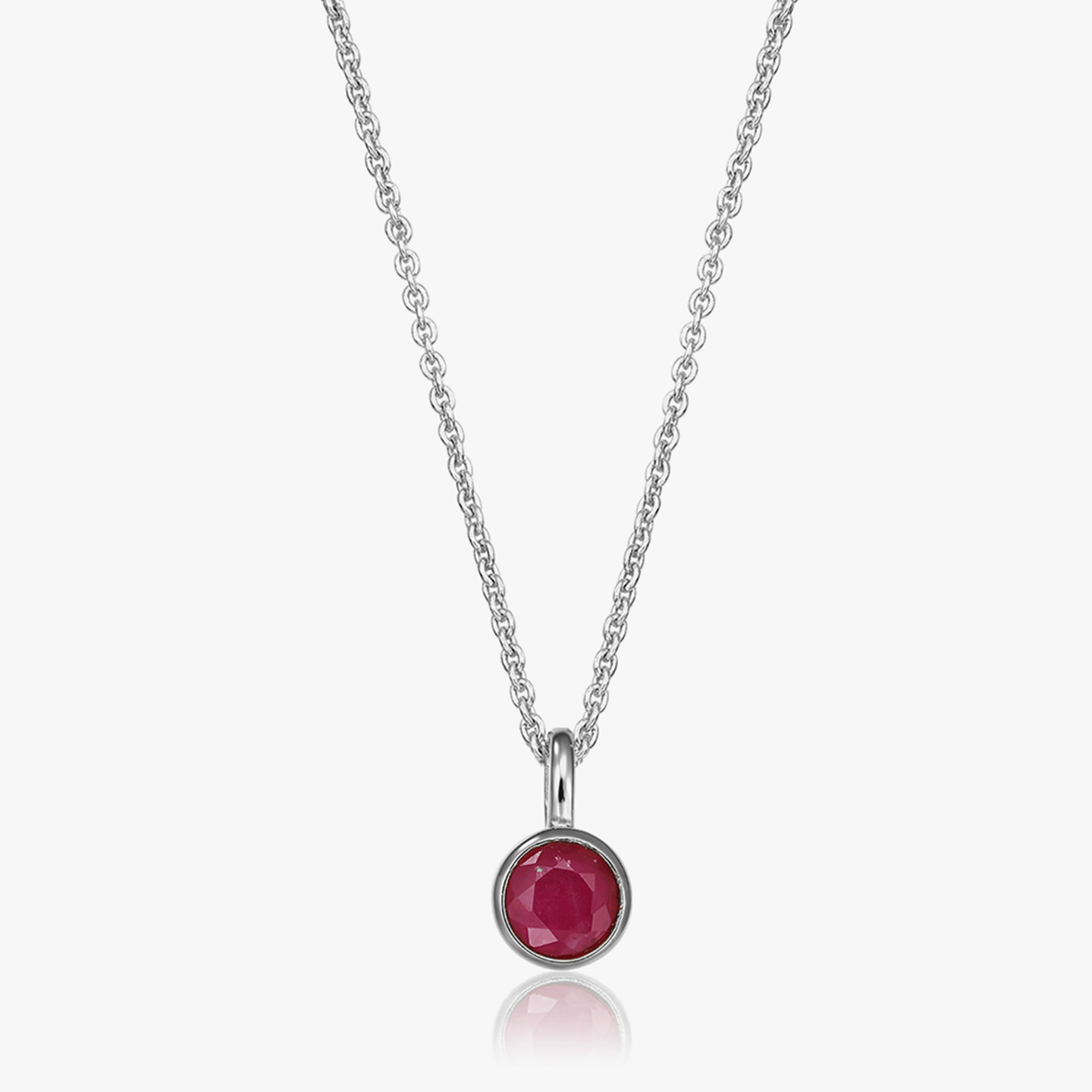 Naszyjnik z srebra Birthstone Lipiec - Rubin - Indira
