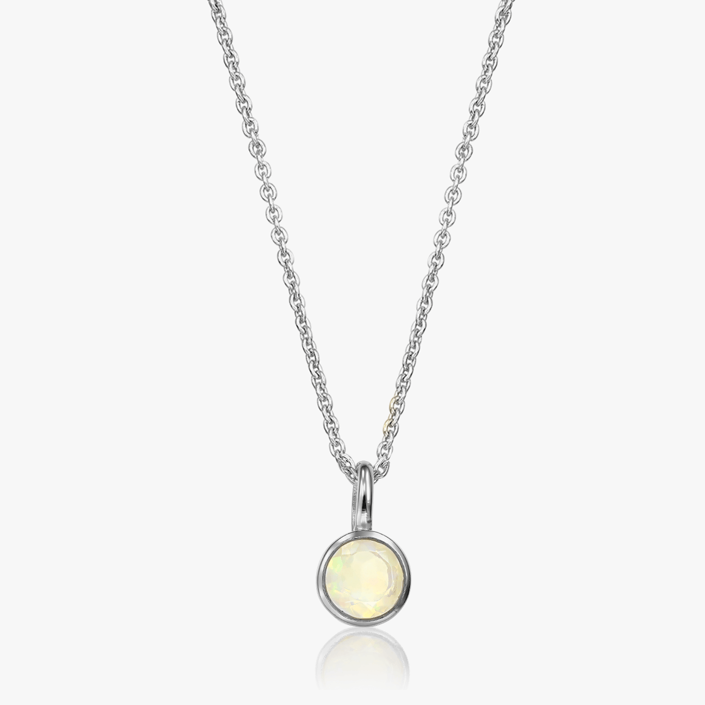 Silver necklace Birthstone October - Opal