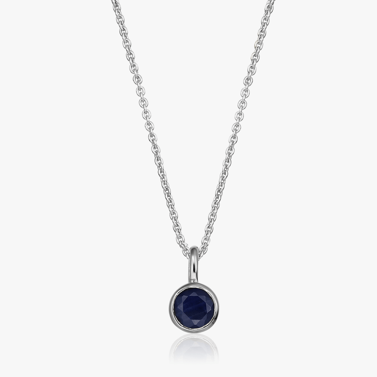 Silver necklace Birthstone September - Sapphire
