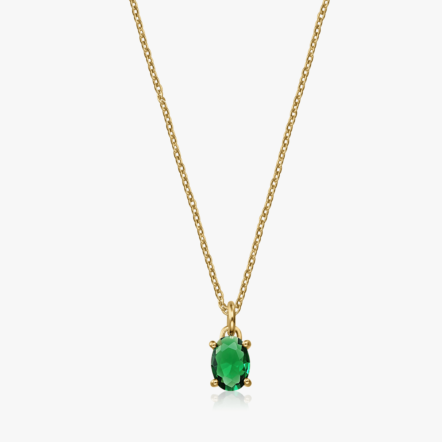 Golden Reina silver necklace - Green Zirconium