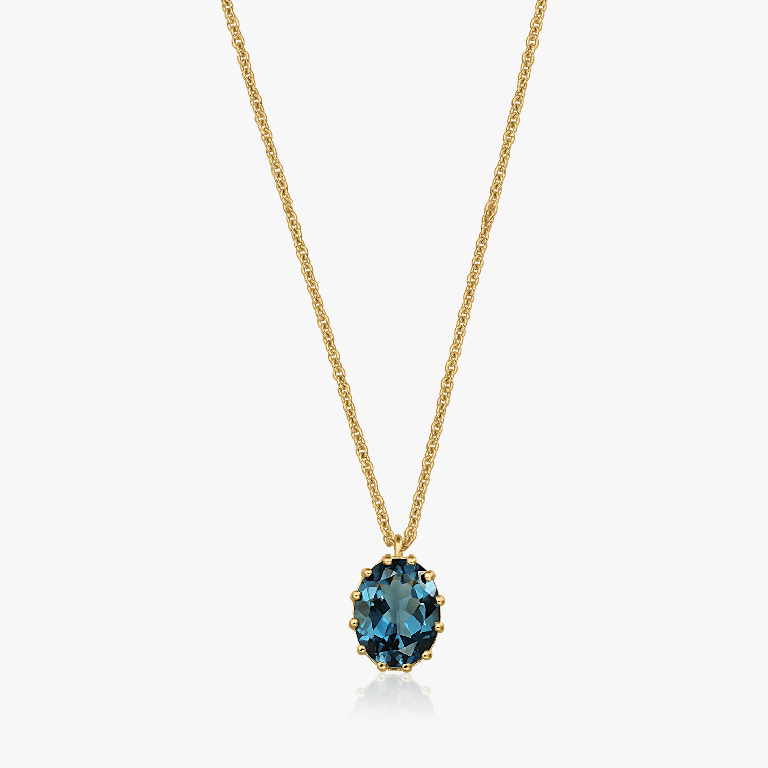 Golden Serene silver necklace - Topaz Blue London 