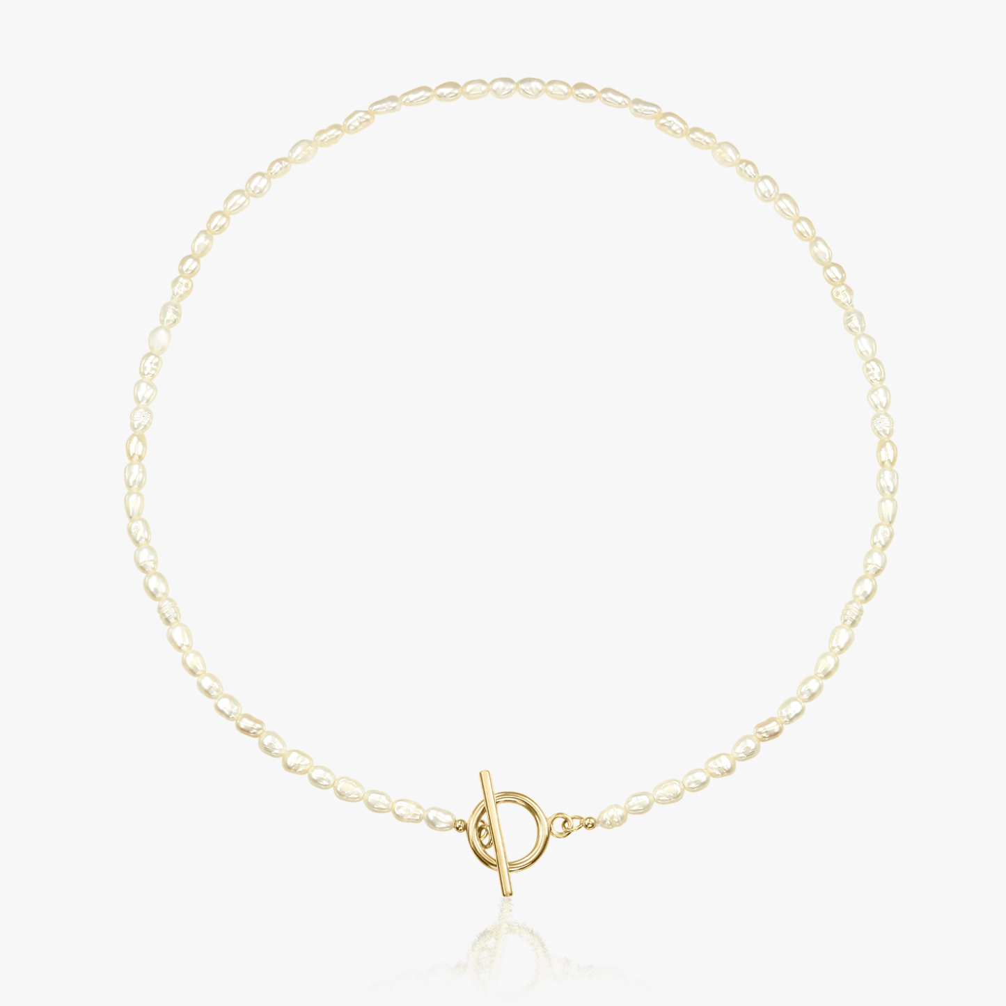 Locked Golden Silver Necklace - Natural Pearls