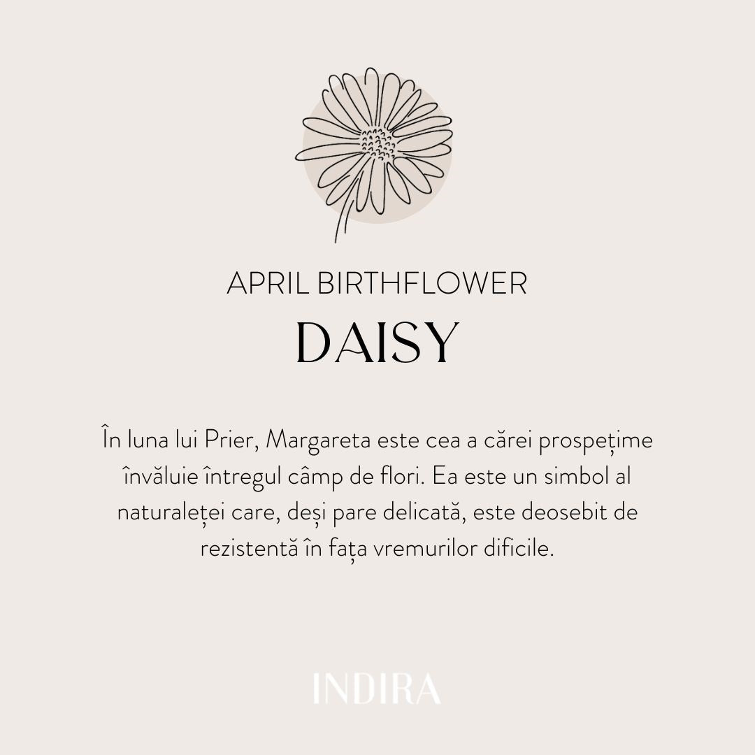 Birth Flower - April Daisy white gold cord bracelet