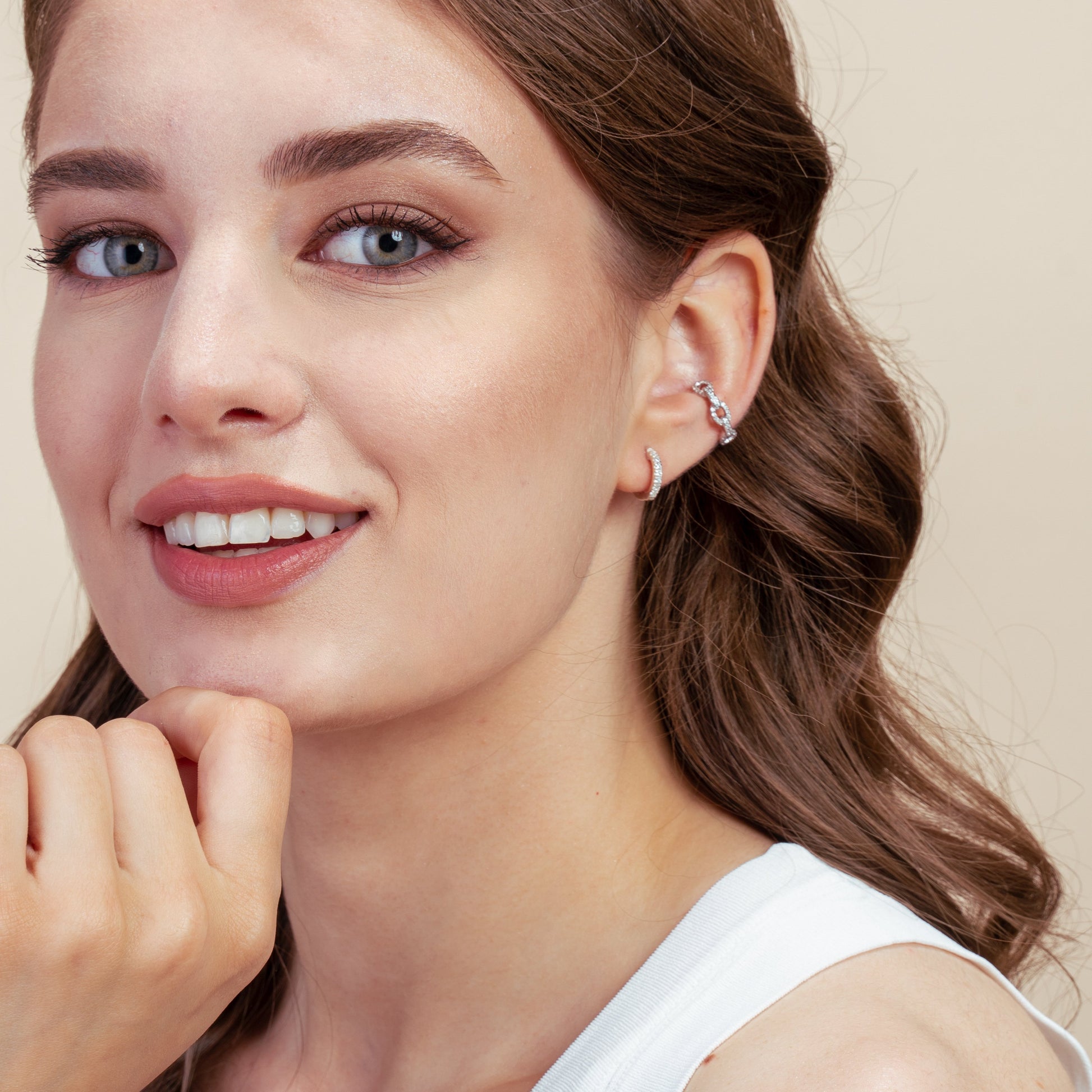 Cercei din argint Sadie Golden - Zirconiu - Indira