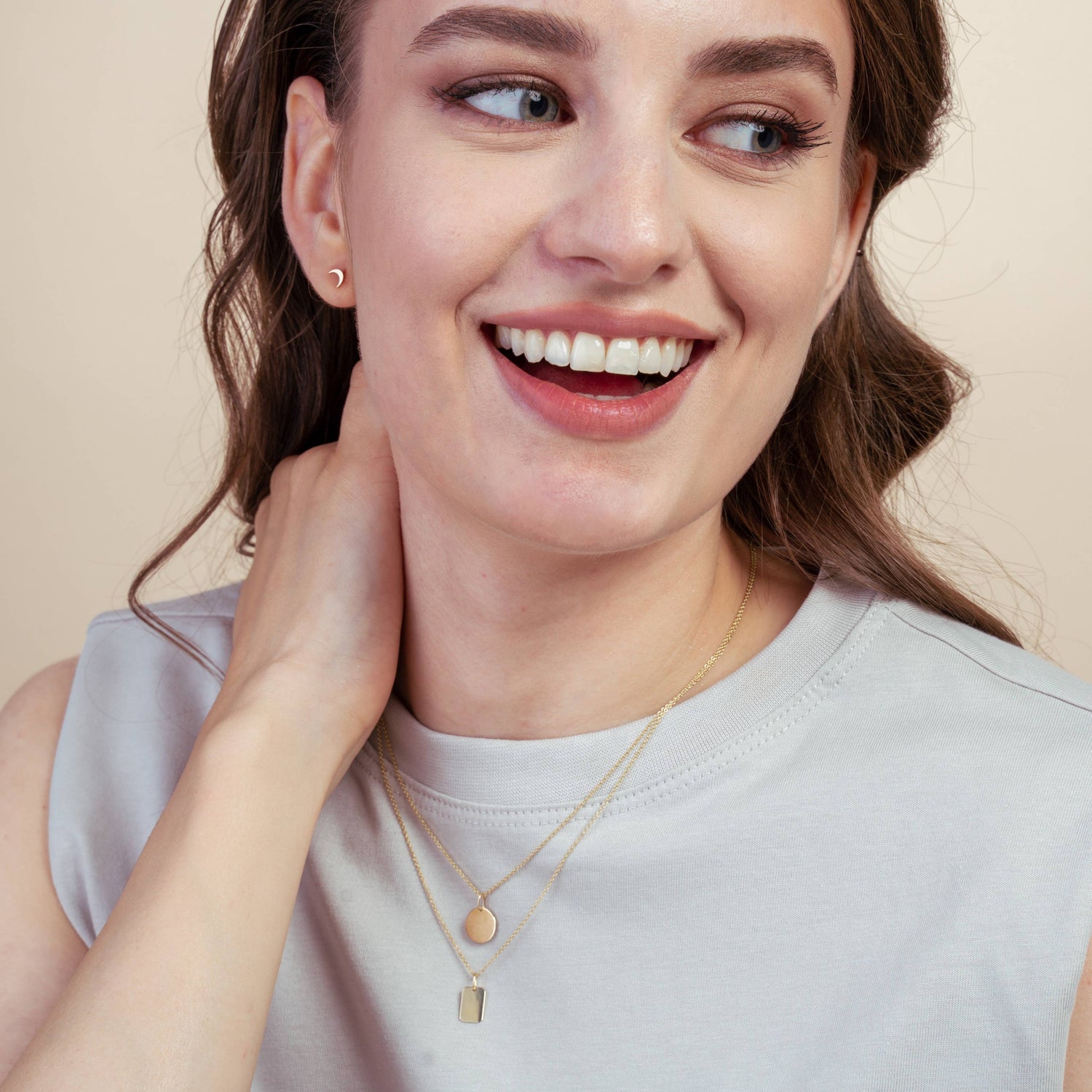 Pandantiv din aur Round 15 mm - gravabil - Indira