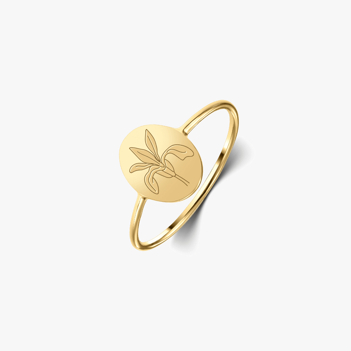 Srebrny pierścionek Birth Flower Golden - Luty Irys - Indira