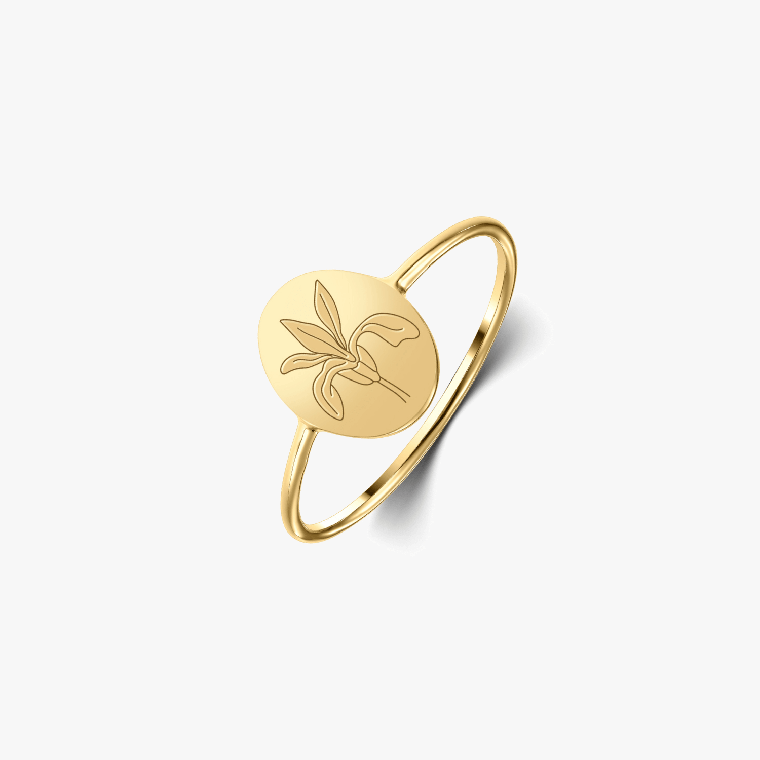 Srebrny pierścionek Birth Flower Golden - Luty Irys - Indira
