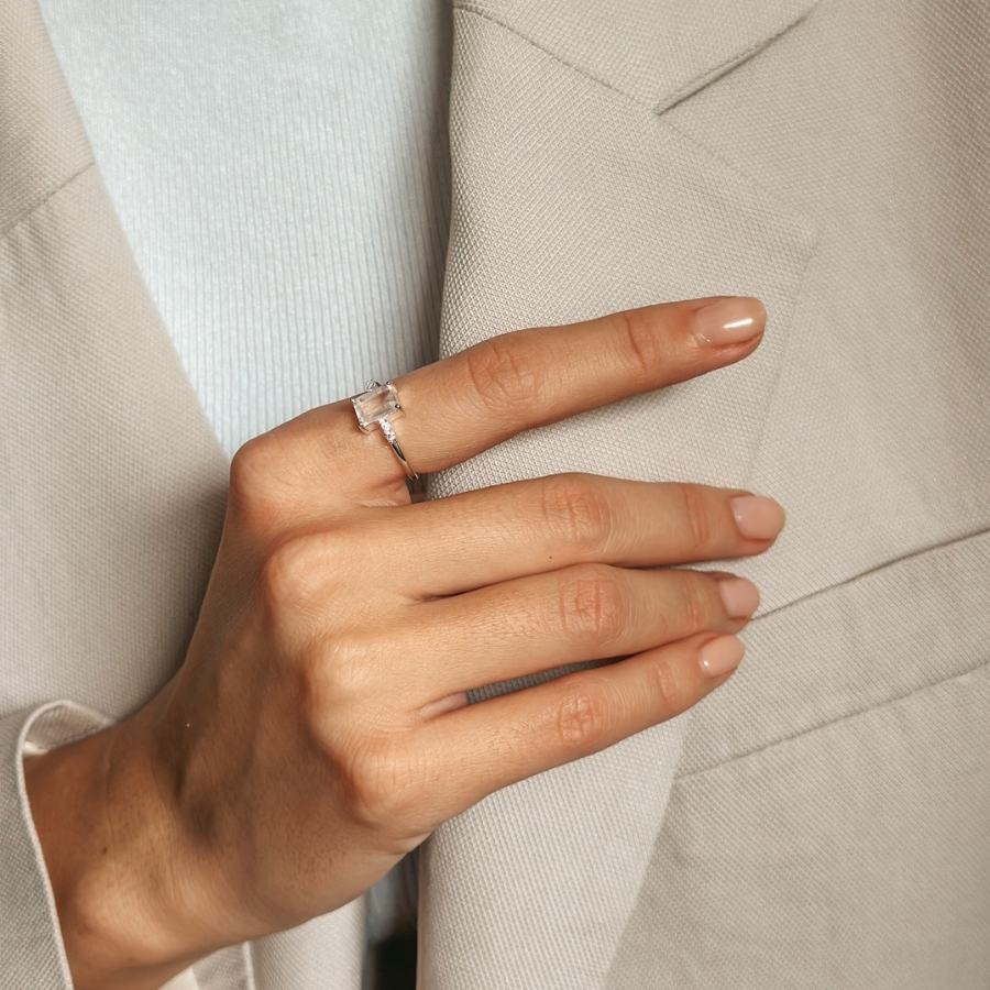Evie silver ring – Rose Quartz